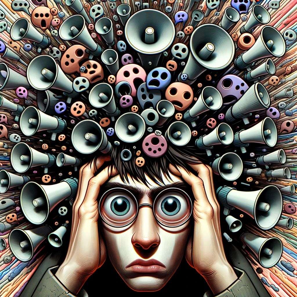 a representation of anxiety, digital art, caricature
